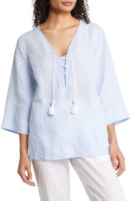 Tommy Bahama Costalina Lace-Up Linen Tunic in Linen Sky