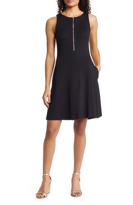 Tommy Bahama Darcy Half Zip Fit & Flare Dress in Black