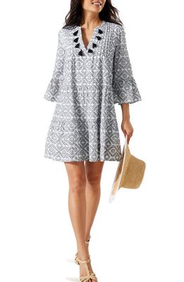 Tommy Bahama Diamond Clip Tiered Cotton Blend Cover-Up Dress in White