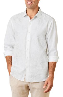 Tommy Bahama Down the Isle Embroidered Linen Button-Up Shirt in White