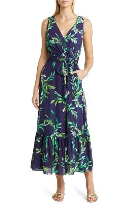 Tommy Bahama Floral Glow Tie Front Maxi Dress in Island Navy