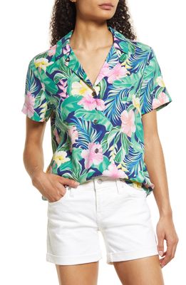 Tommy Bahama Georgia O Reef Silk Button-Up Shirt in Island Nav