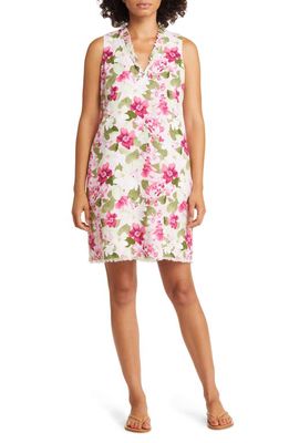 Tommy Bahama Heavenly Blooms Floral Linen Shift Dress in Petal Pink
