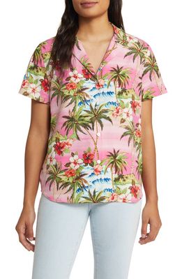 Tommy Bahama Isla Palmetta Talulla Floral Linen Button-Up Shirt in Rose Rococo