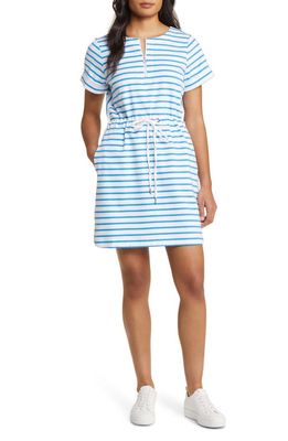 Tommy Bahama Jovanna Stripe Half Zip Dress in White/Blue Canal