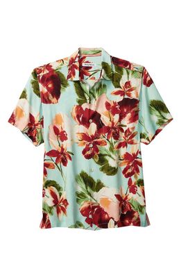 Tommy Bahama La Esmeralda Floral Silk Camp Shirt in Light Caribbean Tile