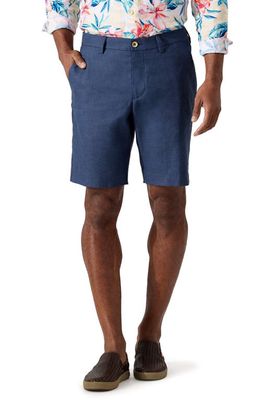 Tommy Bahama Lahaina Bay Flat Front Linen Blend Shorts in Navy