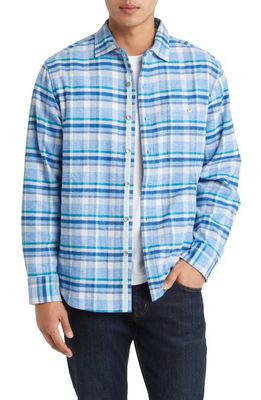 Tommy Bahama Leid Back Plaid Flannel Shirt Jacket in Mountain Bluebell