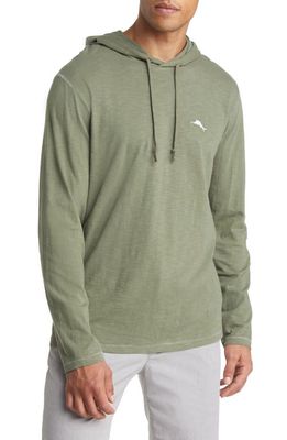 Tommy Bahama Linear Landscapes Lux Embroidered Organic Cotton Hoodie in Dk Fern
