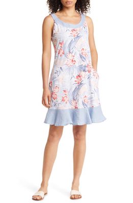 Tommy Bahama Marina Floral Print Cotton Blend Sundress in Blue Muscari