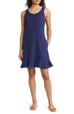 Tommy Bahama Marina Pineapple Blossom Embroidered Cotton Dress in Island Navy