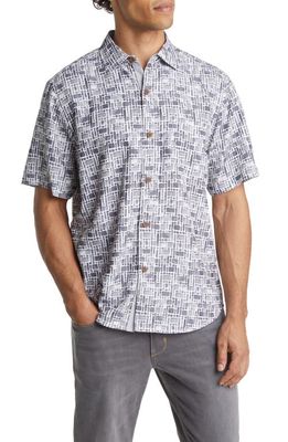 Tommy Bahama Men's Coconut Point Pebble Tiles Short Sleeve Button-Up Shirt in Fog Grey