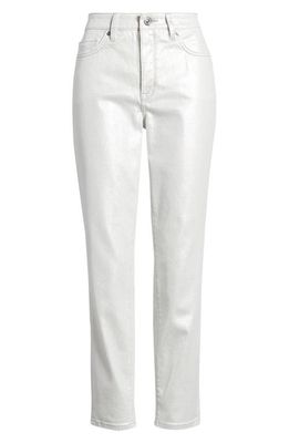Tommy Bahama Metallic High Waist Ankle Skinny Jeans in White