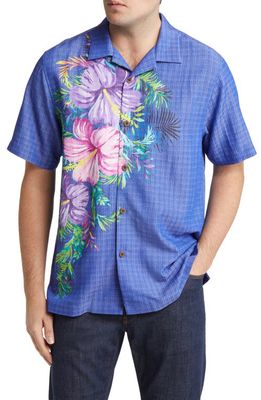 Tommy Bahama Mojito Bay Flora Cres Floral Short Sleeve Button-Up Camp Shirt in Mazarine Blue