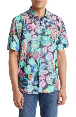 Tommy Bahama Mojito Bay Jungle Tropics Floral Short Sleeve Button-Up Shirt in Island Navy