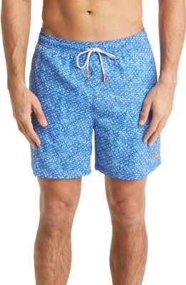 Tommy Bahama Naples Crescent Wave Recycled Polyester Swim Trunks in Blue Splash