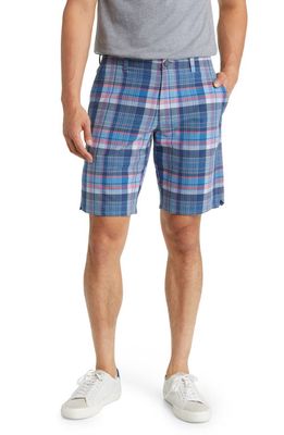 Tommy Bahama On Par Plaid Flat Front Performance Golf Shorts in Maritime