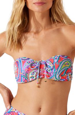 Tommy Bahama Paisley Keys Bandeau Bikini Top in Coral Coas