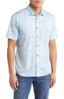 Tommy Bahama Palm Coast Fresno Floral Recycled Polyester Camp Shirt in Aqua Ice