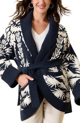 Tommy Bahama Palm Pretty Chenille Belted Cardigan in Mood Sea