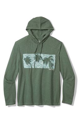 Tommy Bahama Palm Tree Reflections Embroidered Organic Cotton Slub Jersey Hoodie in Trout