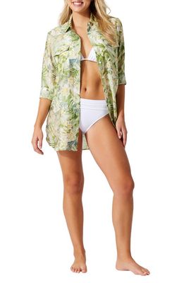 Tommy Bahama Paradise Fronds Cover-Up Boyfriend Shirt in White