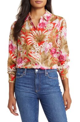 Tommy Bahama Paradise Perfect Floral Silk Shirt in Orange Flame