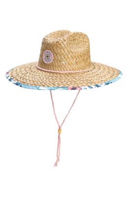 Tommy Bahama Print Trim Straw Lifeguard Hat in Pink