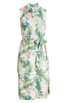 Tommy Bahama Radiant Sky Floral Print Linen Shirtdress in Coconut
