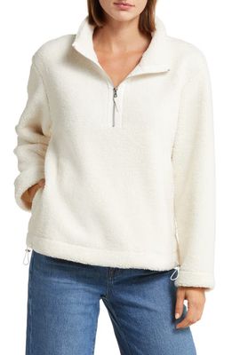 Tommy Bahama Salma Faux Shearling Quarter Zip Pullover in Coconut