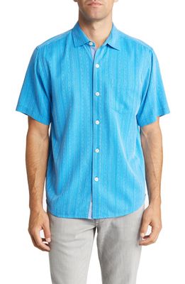 Tommy Bahama Salt Island Short Sleeve Silk Button-Up Shirt in Deep Topaz