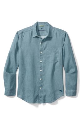 Tommy Bahama Sea Glass Breezer Classic Fit Button-Up Linen Shirt in Blue Ash
