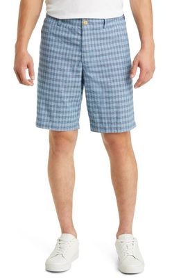Tommy Bahama Sea Spray Check Stretch Linen & Cotton Shorts in Dockside Blue