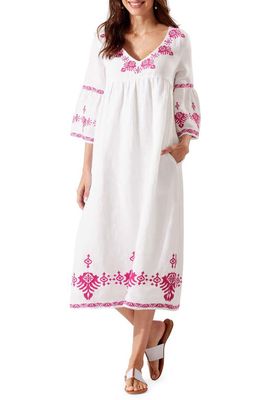 Tommy Bahama St. Lucia Embroidered Bell Sleeve Midi Cover-Up Dress in White