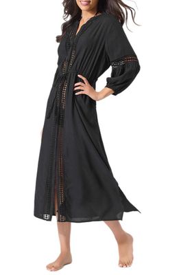 Tommy Bahama Sunlace Long Sleeve Cover-Up Dress in Black