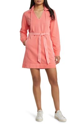 Tommy Bahama Sunray Cove Long Sleeve Tie Waist Cotton Minidress in Pure Coral