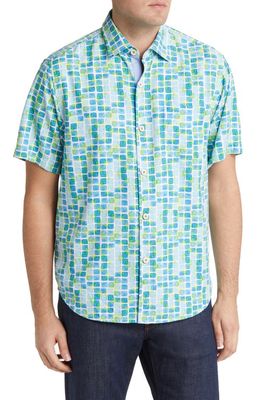 Tommy Bahama Tide Pool Tiles Short Sleeve Button-Up Shirt in Blue Allure