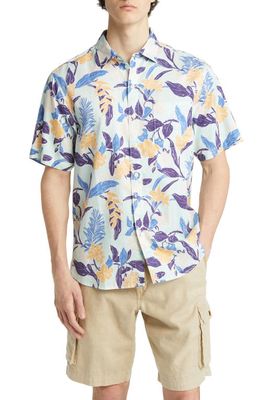 Tommy Bahama Tortola Aqua Isles Floral Short Sleeve Button-Up Shirt in Turq Cabbage