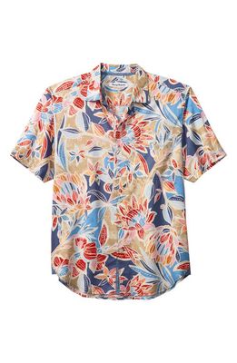 Tommy Bahama Tortola Paloma Floral Short Sleeve Button-Up Shirt in Dockside Blue