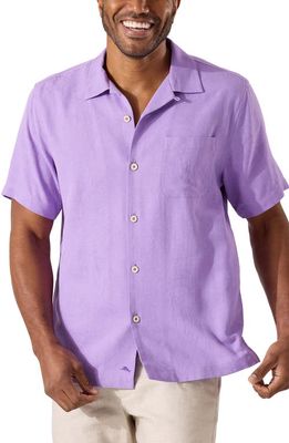 Tommy Bahama Tropic Isles Short Sleeve Button-Up Silk Shirt in Paisley Purple