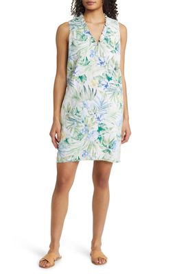 Tommy Bahama Tropical Retreat Floral Linen Shift Dress in White
