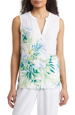 Tommy Bahama Tropical Retreat Sleeveless Linen Blouse in White