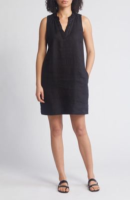 Tommy Bahama Two Palms Double Ruffle Linen Dress in Black