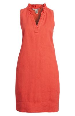 Tommy Bahama Two Palms Double Ruffle Linen Dress in Bright Coral