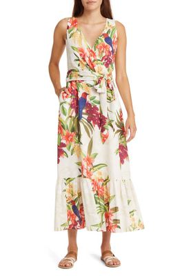 Tommy Bahama Villa Views Floral Print Sleeveless Maxi Dress in Coconut