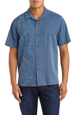 Tommy Bahama Vine Oasis Floral Jacquard Silk Camp Shirt in Bering Blue