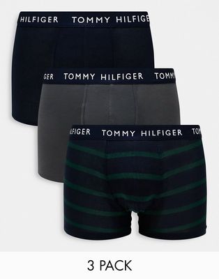 Tommy Hilfiger 3-pack trunks in check, gray and navy-Multi