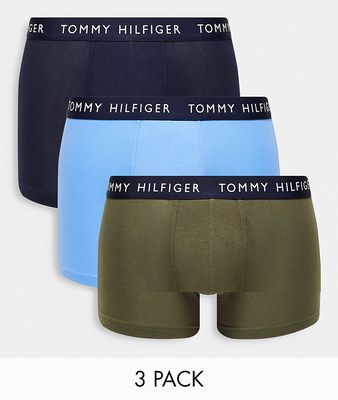 Tommy Hilfiger 3 pack trunks in khaki/blue/navy-Multi