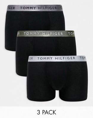 Tommy Hilfiger 3-pack trunks with colored waistband in black