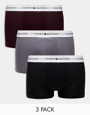 Tommy Hilfiger 3-pack trunks with logo waistband in multi